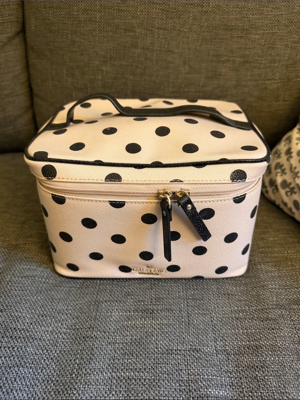 kate spade Pink Polka Dot Cosmetic Case with Black Accents